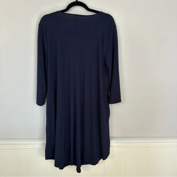 Zenana Premium Women’s 3/4 Sleeve Scoop Neck Navy Blue Flowy Dress Size 1X GUC - Picture 6 of 6